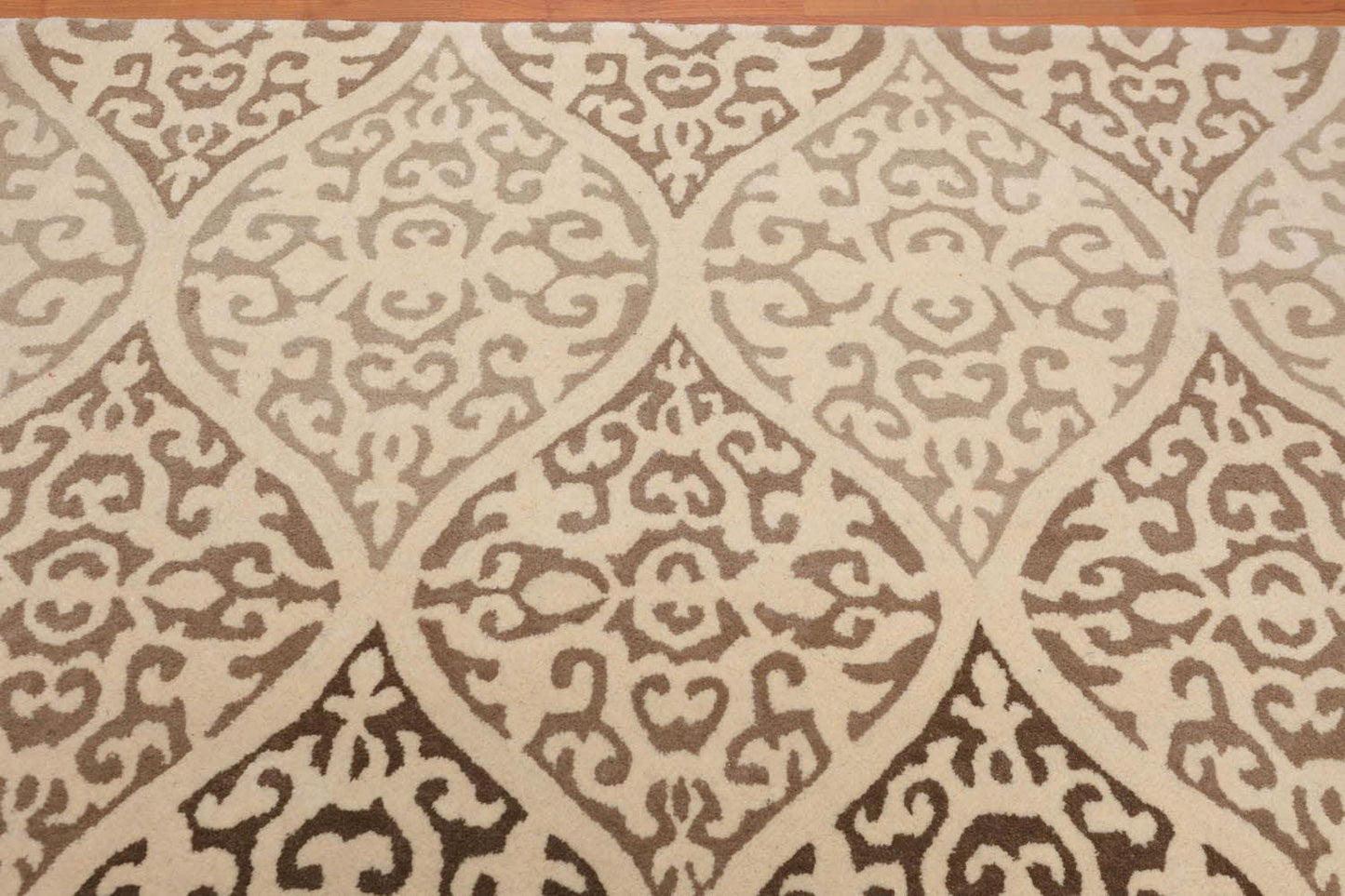 4'8" x 6’6" Handmade Scrolls 100% Wool Area rug Transitional Beige-2