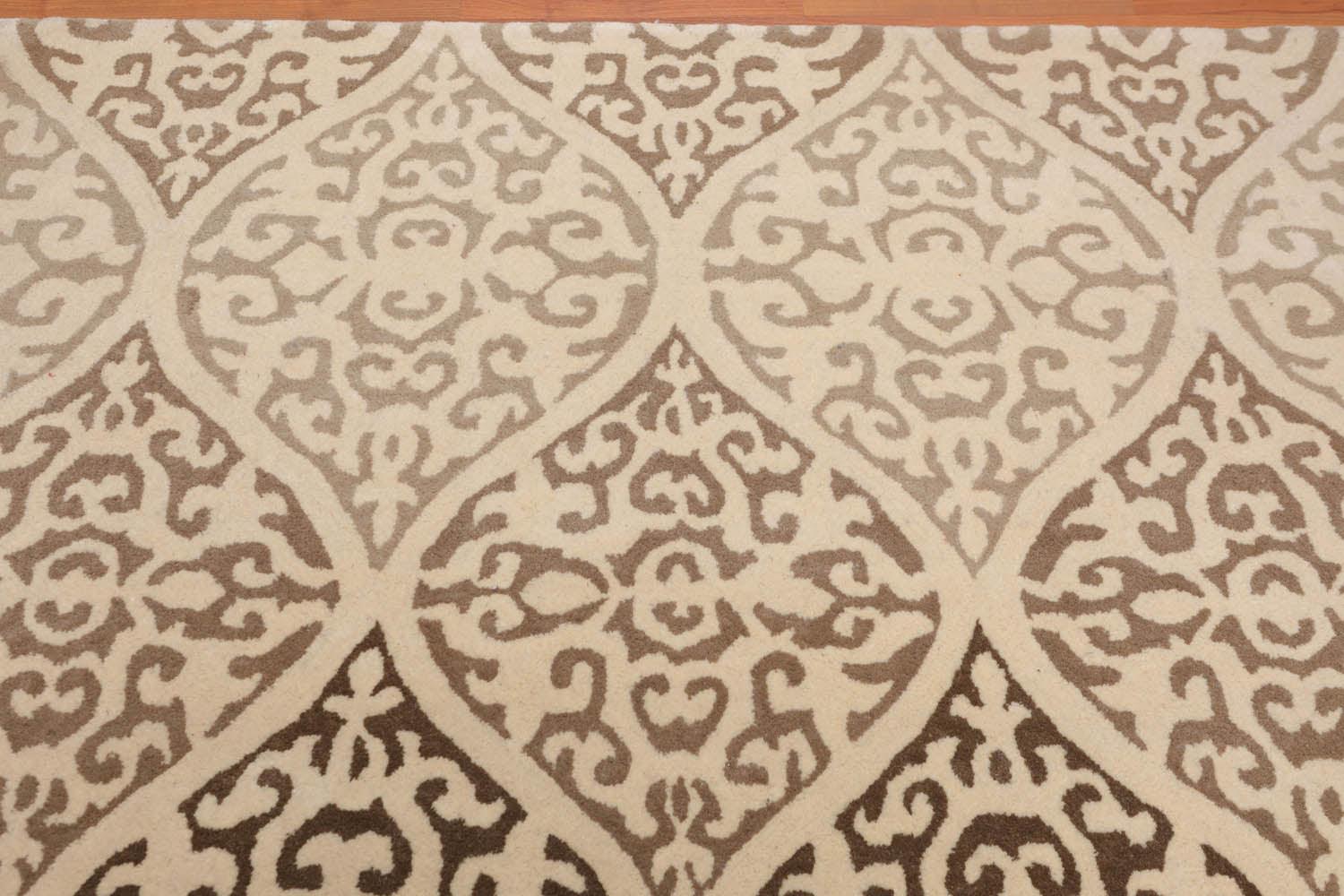4'8" x 6’6" Handmade Scrolls 100% Wool Area rug Transitional Beige-2