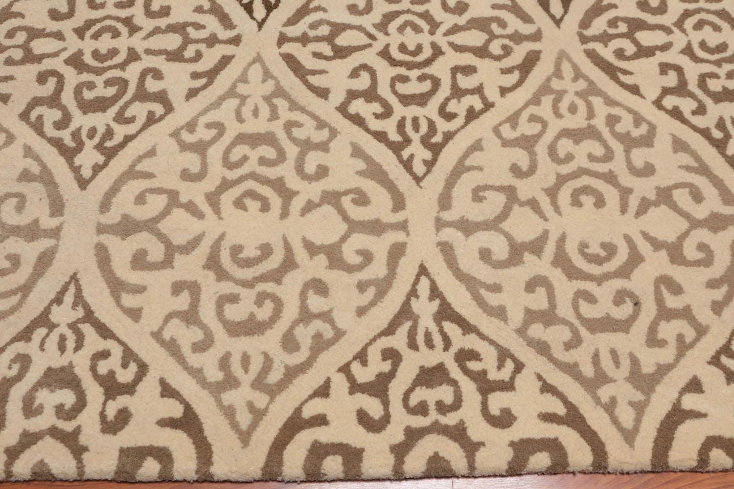 4'8" x 6’6" Handmade Scrolls 100% Wool Area rug Transitional Beige-3