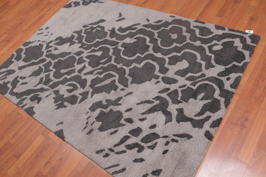 4'8" x 6'7" Handmade Loop & Cut textured pile Area Rug Modern Tan-0
