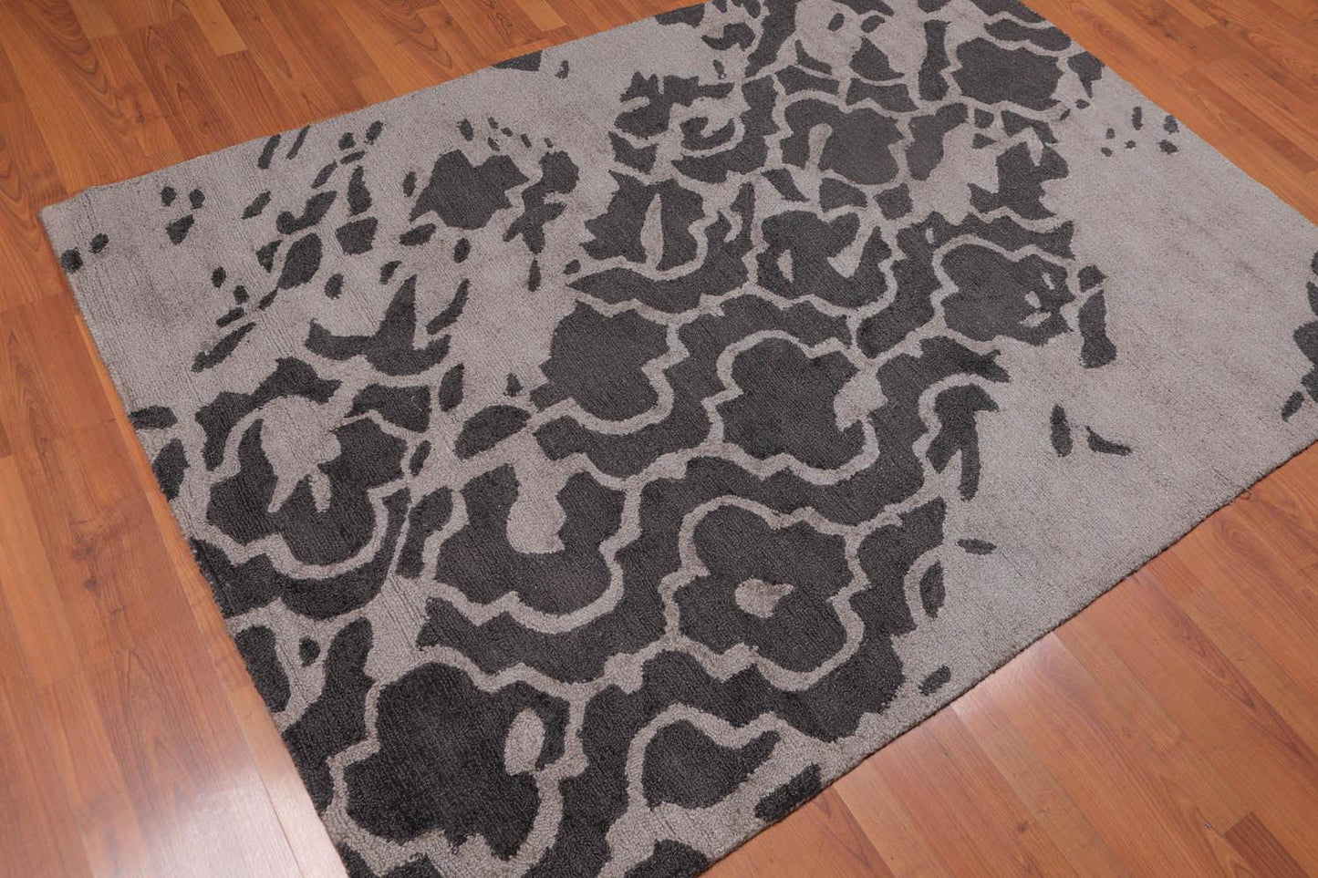 4'8" x 6'7" Handmade Loop & Cut textured pile Area Rug Modern Tan-1
