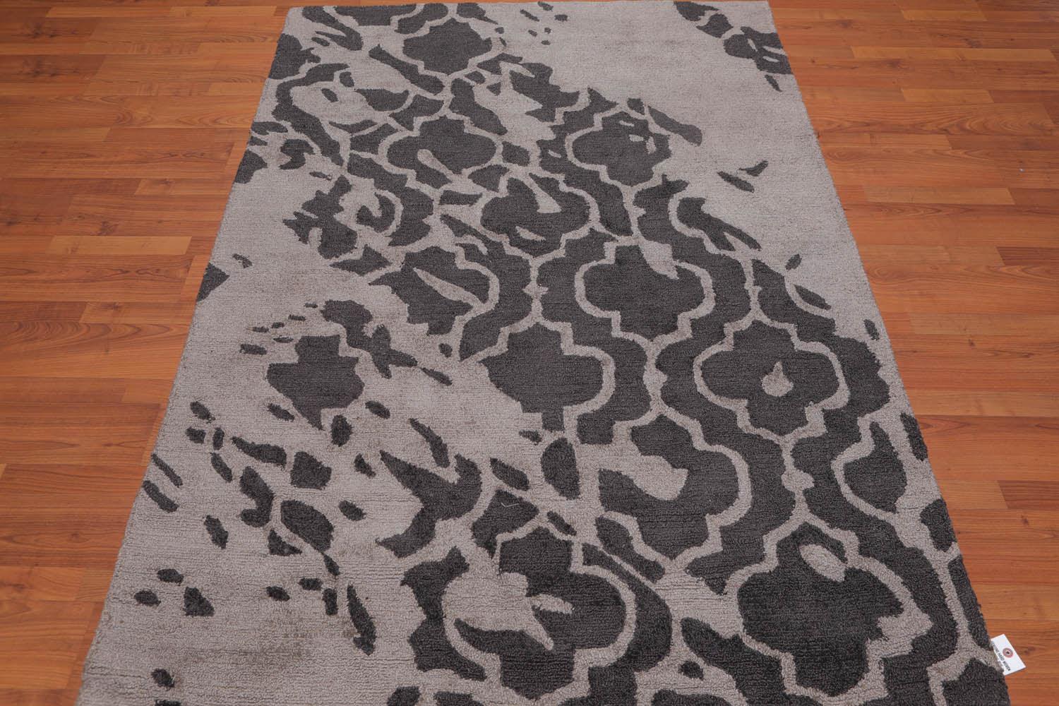 4'8" x 6'7" Handmade Loop & Cut textured pile Area Rug Modern Tan-2