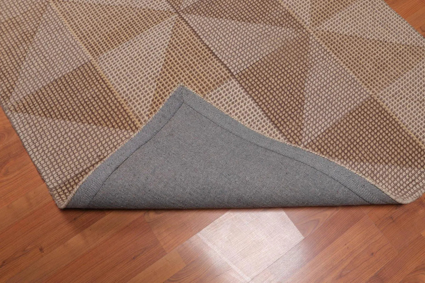 4'7x6'8 Hand Tufted Wool Loop N Cut PileGeometric Pattern Oriental Area Rug Beige, Brown Color-4