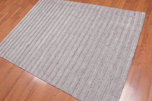 4'9" x 6’7" Handmade High Low Loop & Cut Pile 100% Wool Area rug Oatmeal-0