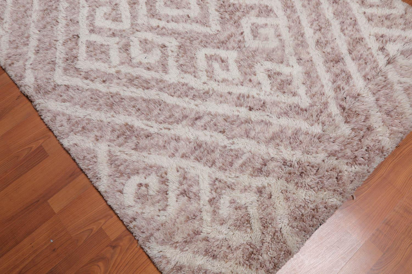 4'9" x 6’7" Handmade Moroccan Shag contemporary 100% Wool Area rug Beige-3
