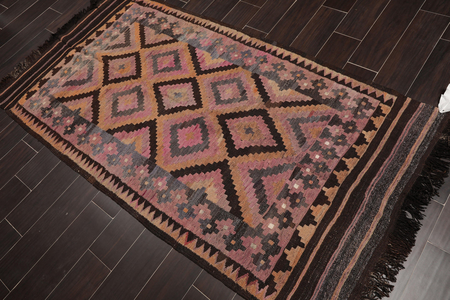 3'8" x 7' Hand Woven Vintage Afghani Kilim Traditional Oriental Area Rug Rust-0