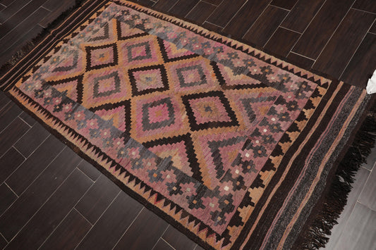 3'8" x 7' Hand Woven Vintage Afghani Kilim Traditional Oriental Area Rug Rust-0