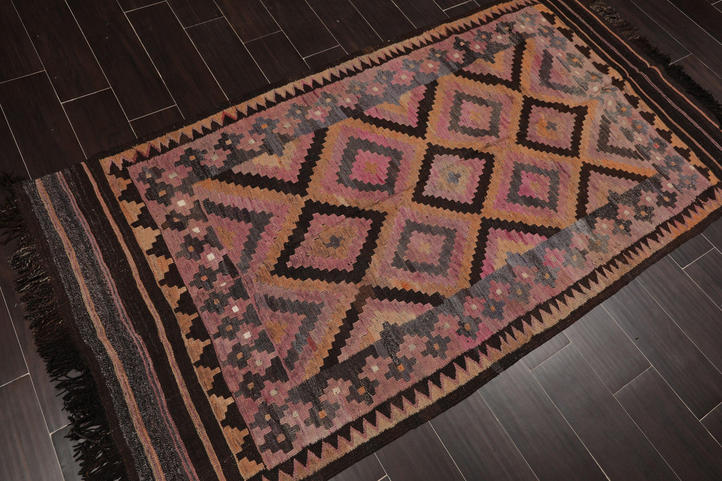 3'8" x 7' Hand Woven Vintage Afghani Kilim Traditional Oriental Area Rug Rust-1