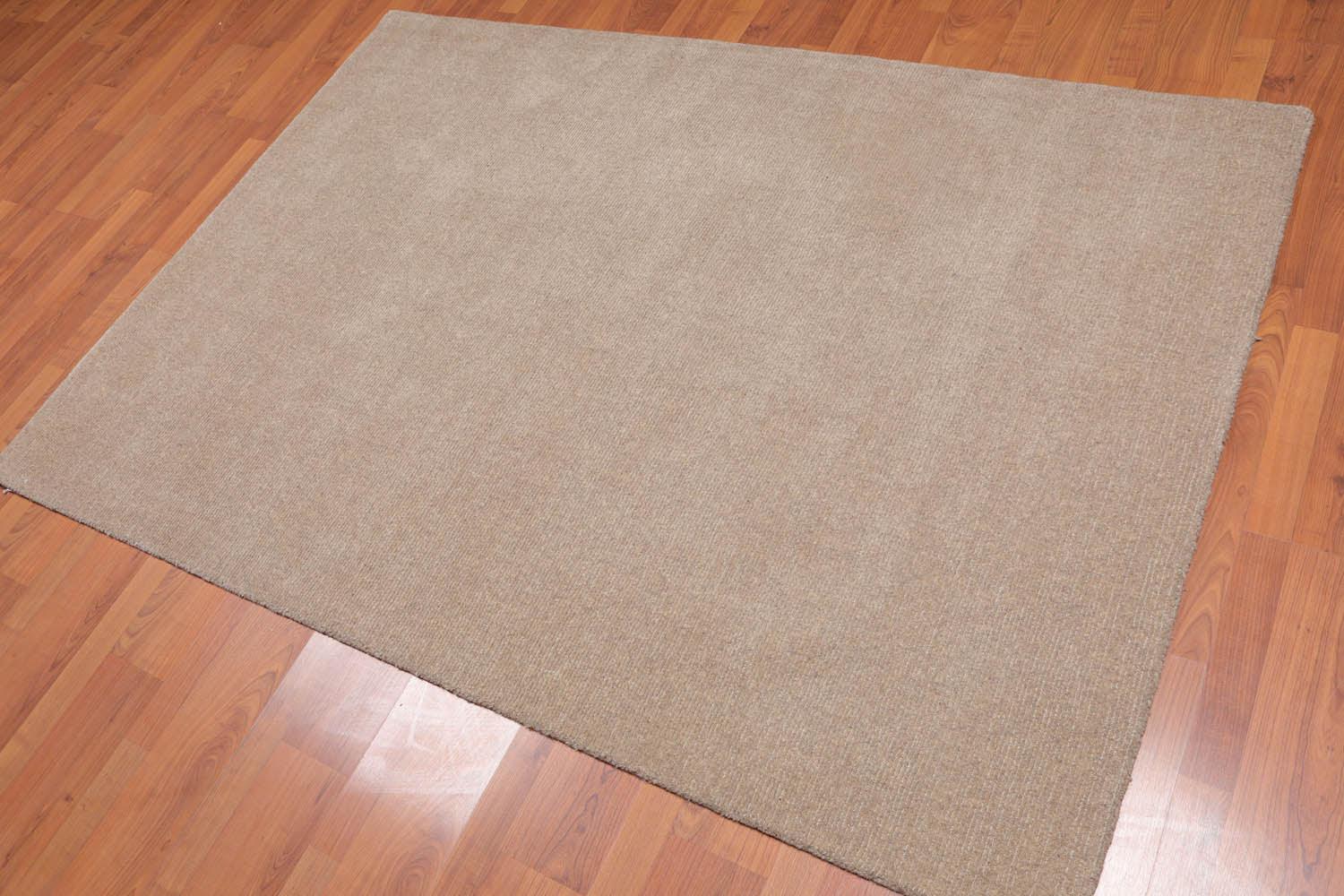 4'7" x 6’7" Handmade Loop & cut Pile 100% Wool Area rug Modern Tan-0