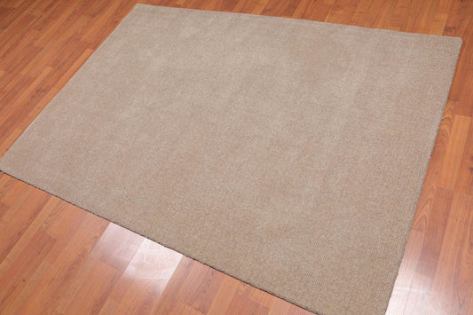 4'7" x 6’7" Handmade Loop & cut Pile 100% Wool Area rug Modern Tan-0
