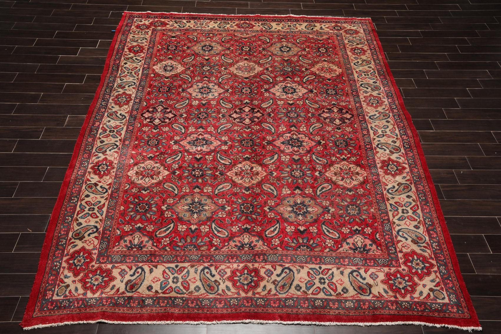 8'10" x 11'7" Hand Knotted 100% Wool Traditional Mahal Oriental Area Rug Red-2