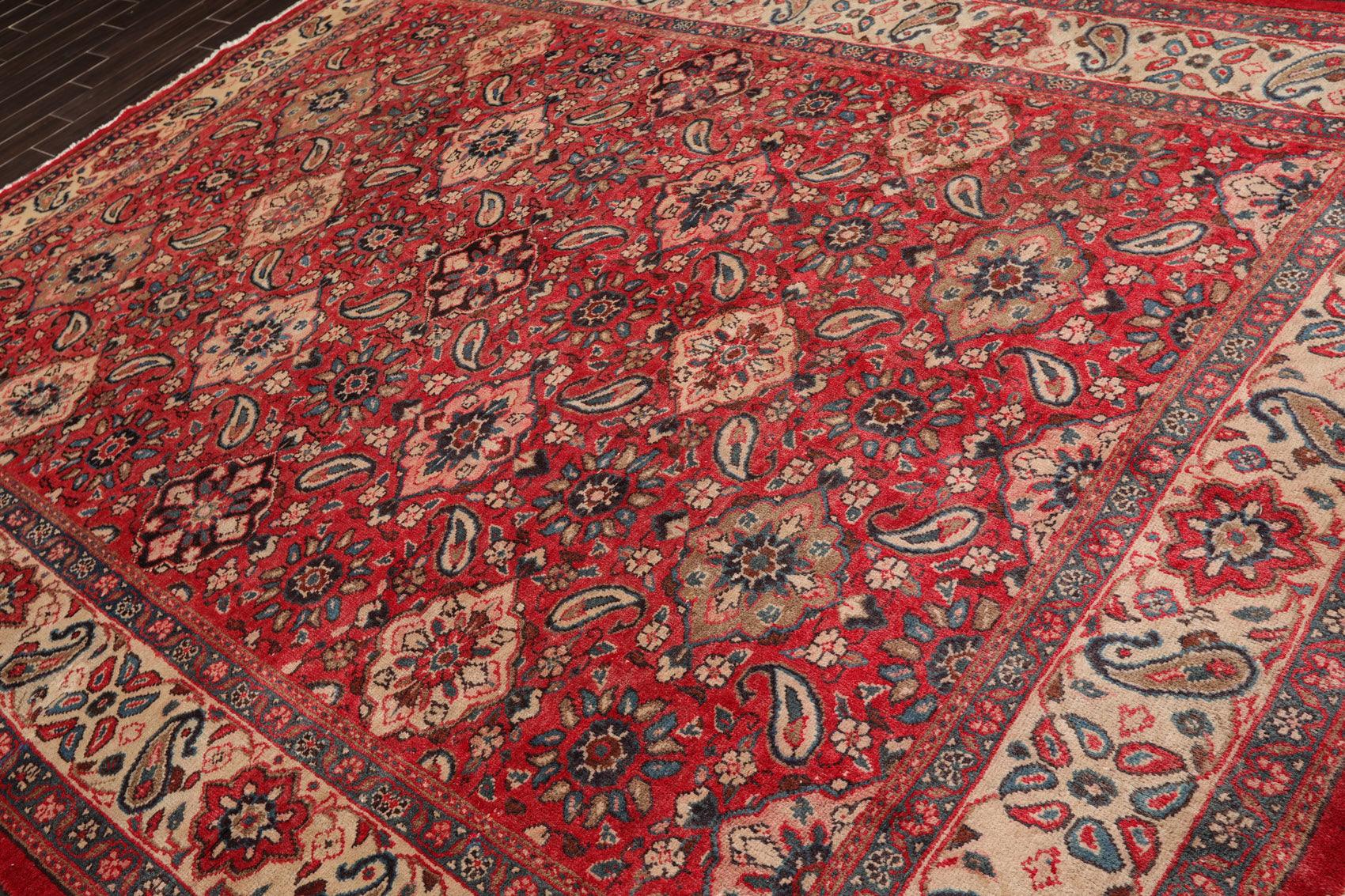 8'10" x 11'7" Hand Knotted 100% Wool Traditional Mahal Oriental Area Rug Red-3