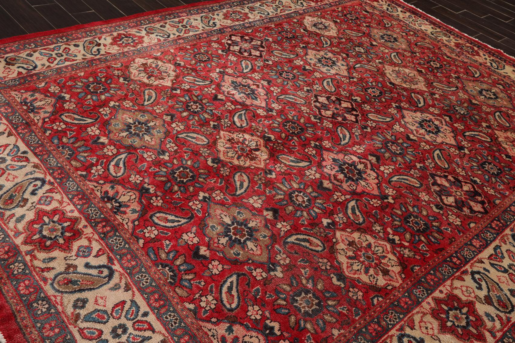 8'10" x 11'7" Hand Knotted 100% Wool Traditional Mahal Oriental Area Rug Red-4
