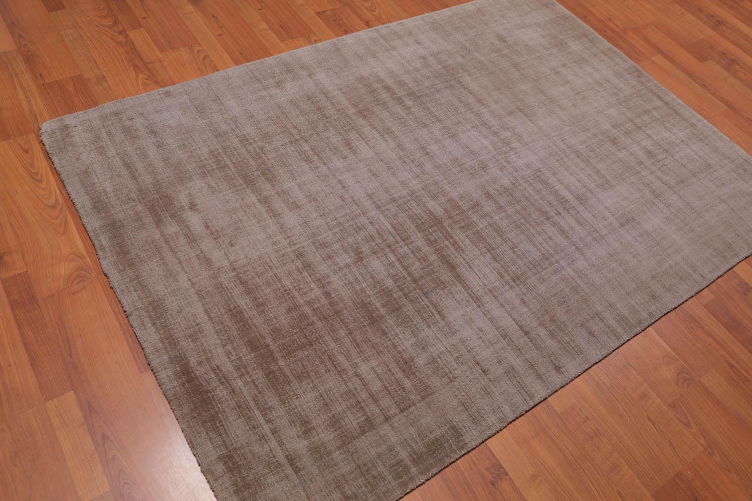 4'7" x 6’7" Handmade Loop & cut textured Pile Bamboo silk Area rug Modern Suede-1