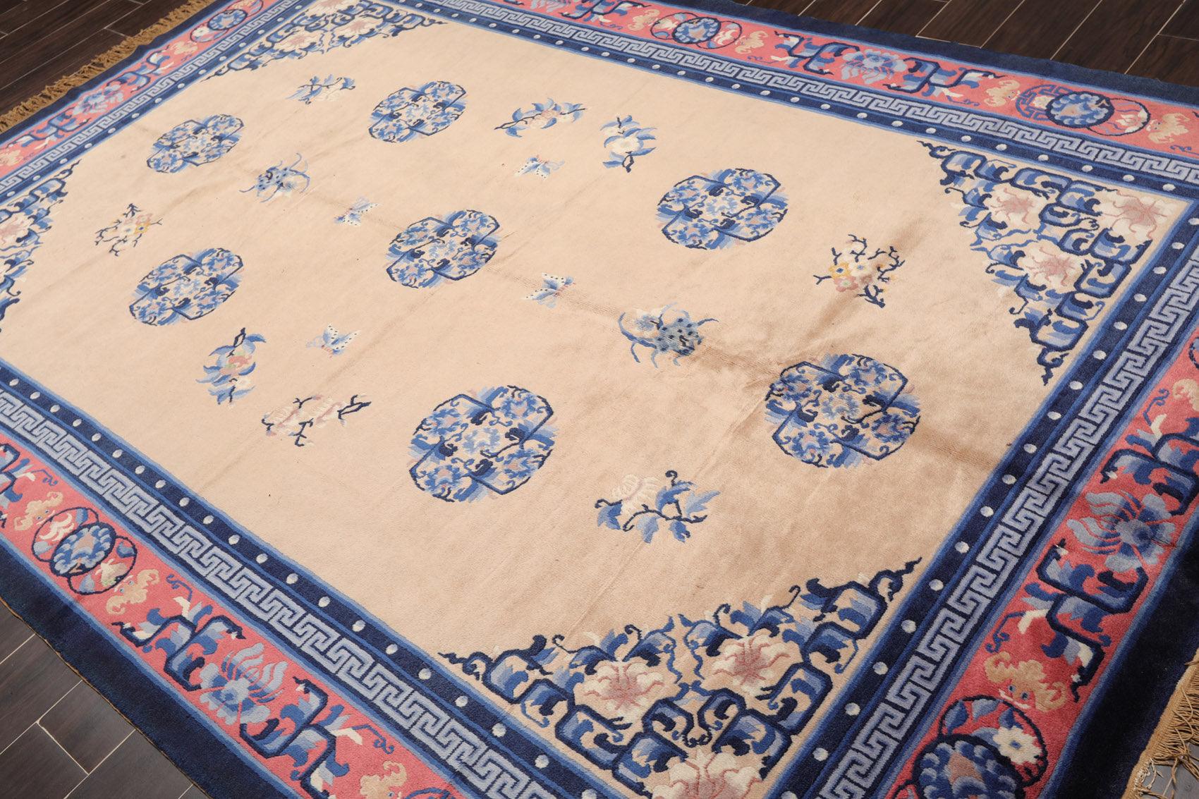6'7"x9'8" Hand Knotted Wool Chinese Art Deco Traditional Oriental Area Rug Beige-2