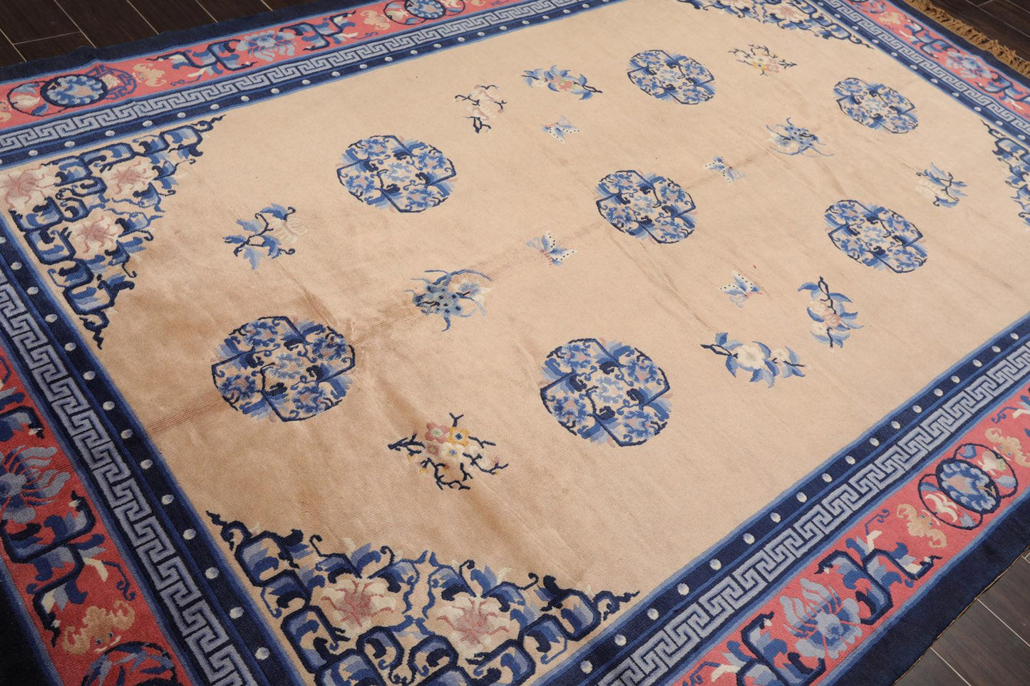 6'7"x9'8" Hand Knotted Wool Chinese Art Deco Traditional Oriental Area Rug Beige-3