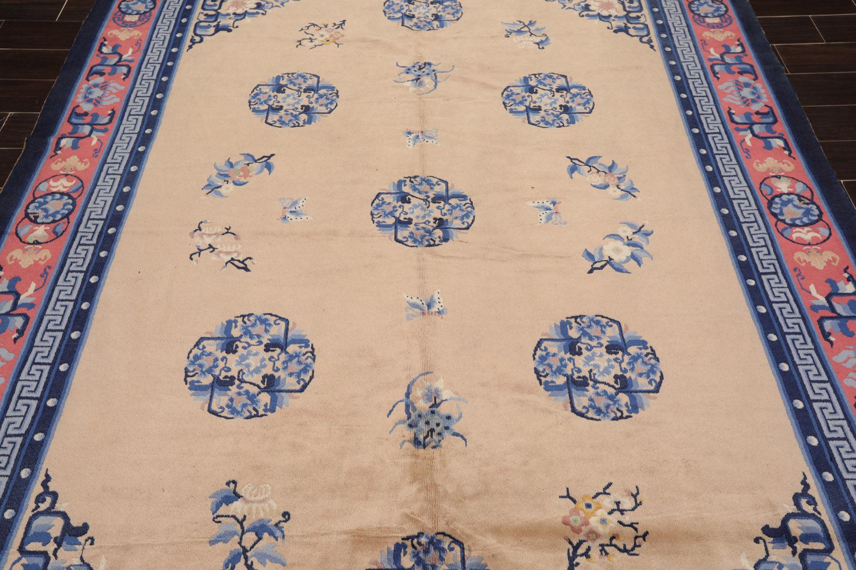 6'7"x9'8" Hand Knotted Wool Chinese Art Deco Traditional Oriental Area Rug Beige-4