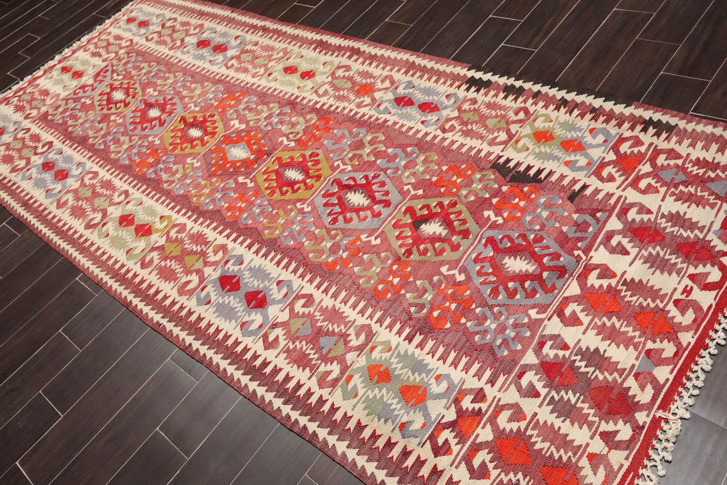 4'9" x 10'9" Vintage Hand-Woven Southwestern Kilim Wool Area Rug Rust-1