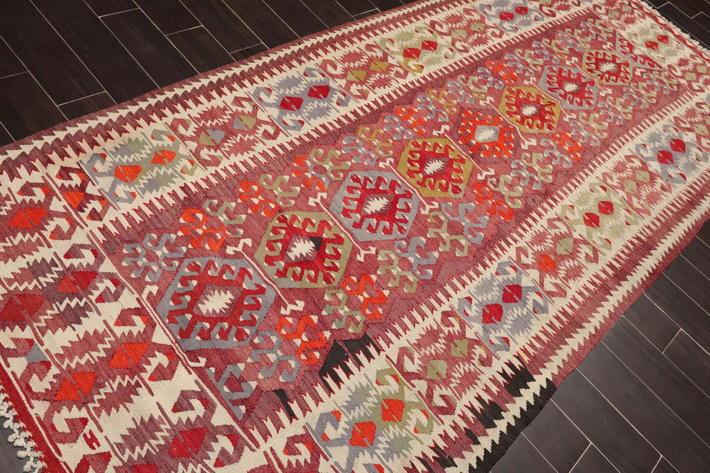 4'9" x 10'9" Vintage Hand-Woven Southwestern Kilim Wool Area Rug Rust-2
