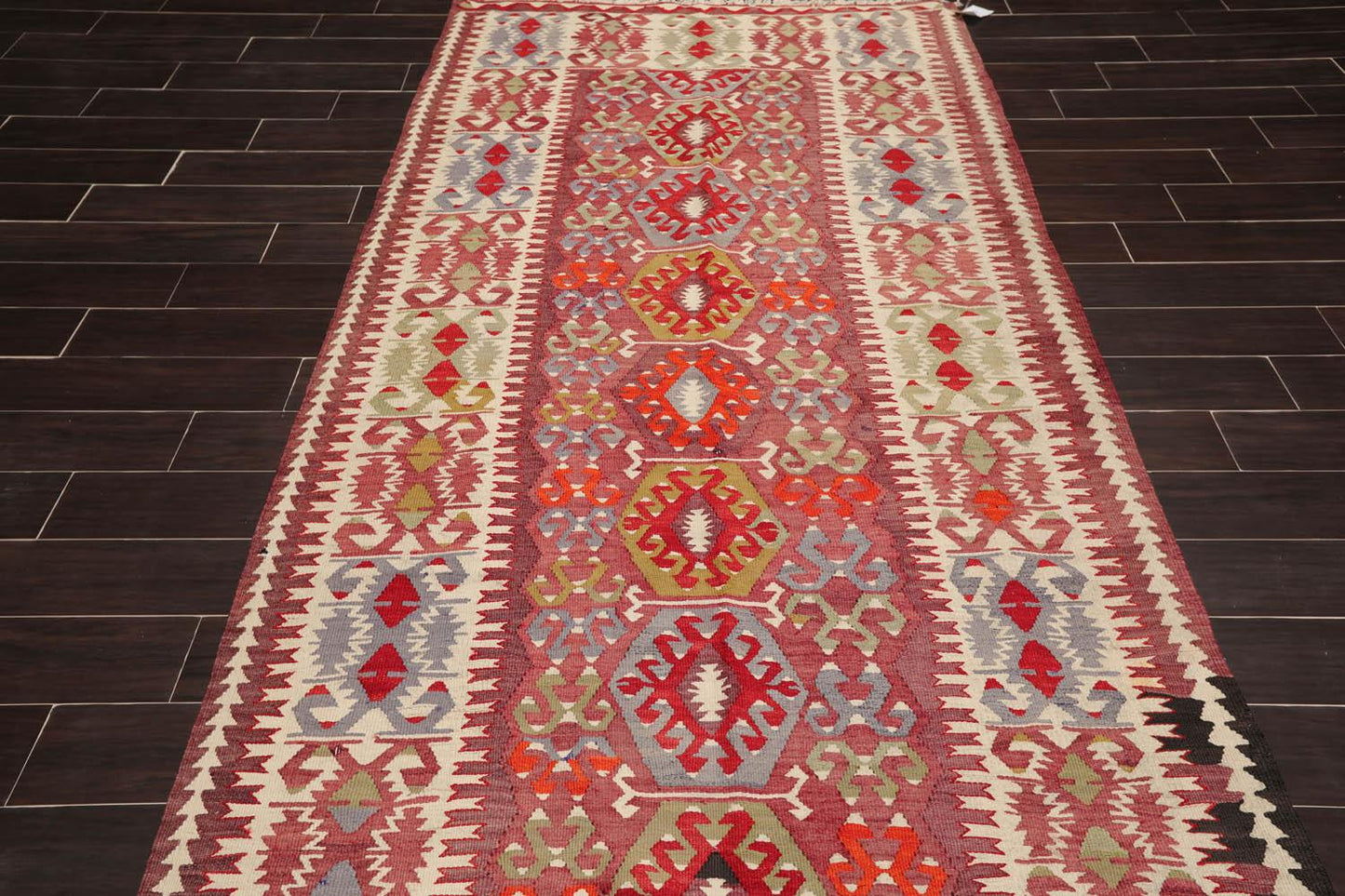 4'9" x 10'9" Vintage Hand-Woven Southwestern Kilim Wool Area Rug Rust-0