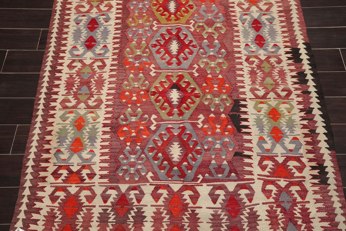 4'9" x 10'9" Vintage Hand-Woven Southwestern Kilim Wool Area Rug Rust-3