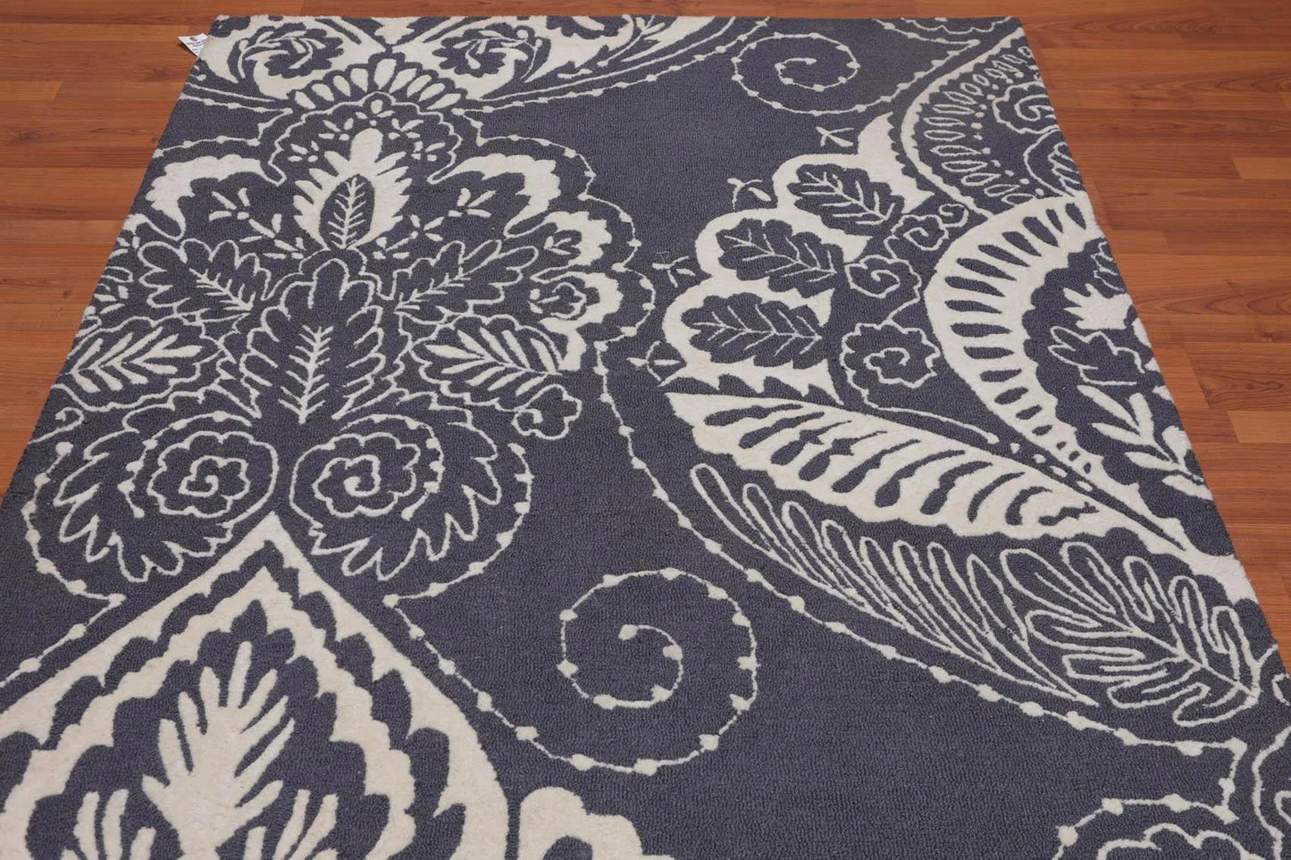 5' x 8' Handmade Loop & cut pile 100% Wool Traditional Oriental Area rug Ivory-2