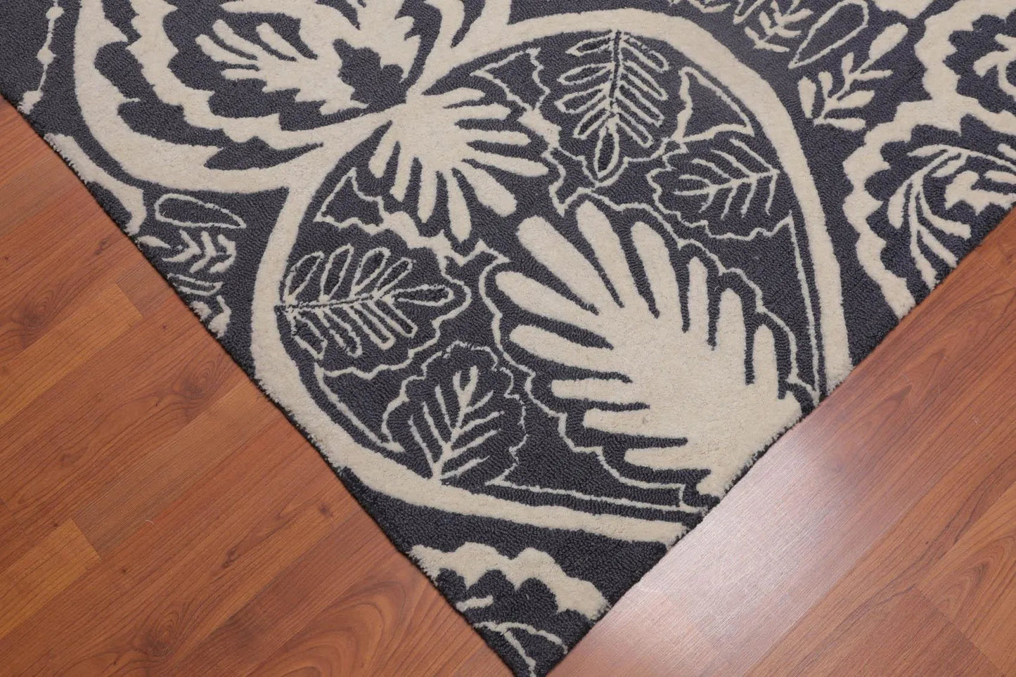 5' x 8' Handmade Loop & cut pile 100% Wool Traditional Oriental Area rug Ivory-4