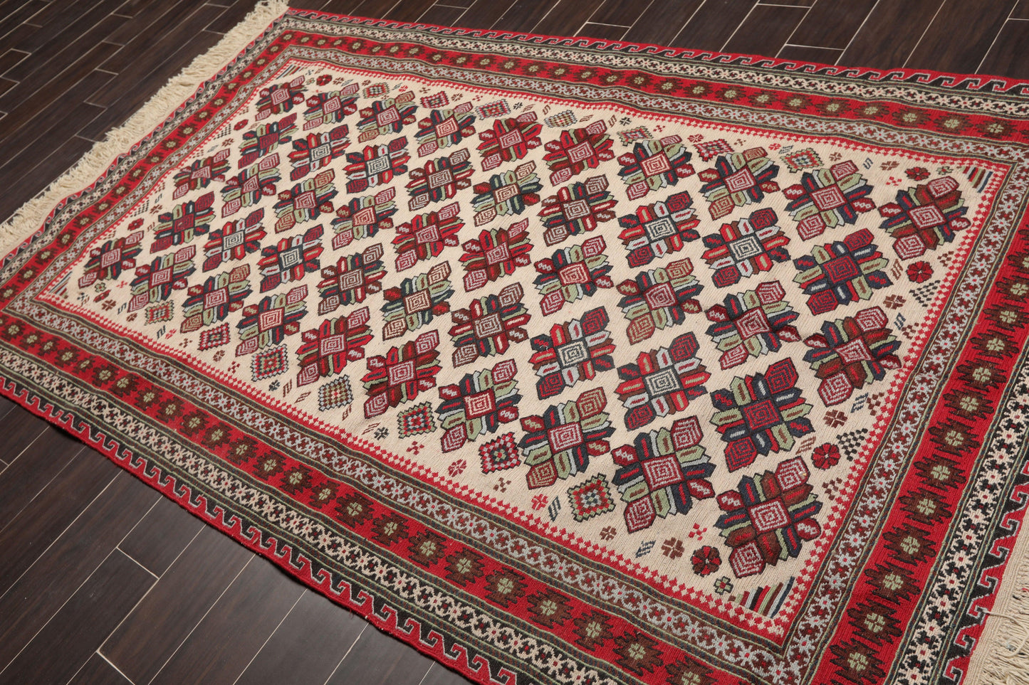 5'3" x 8'6" Vintage Wool Foundation Hand Knotted Wool Area Rug Beige-1