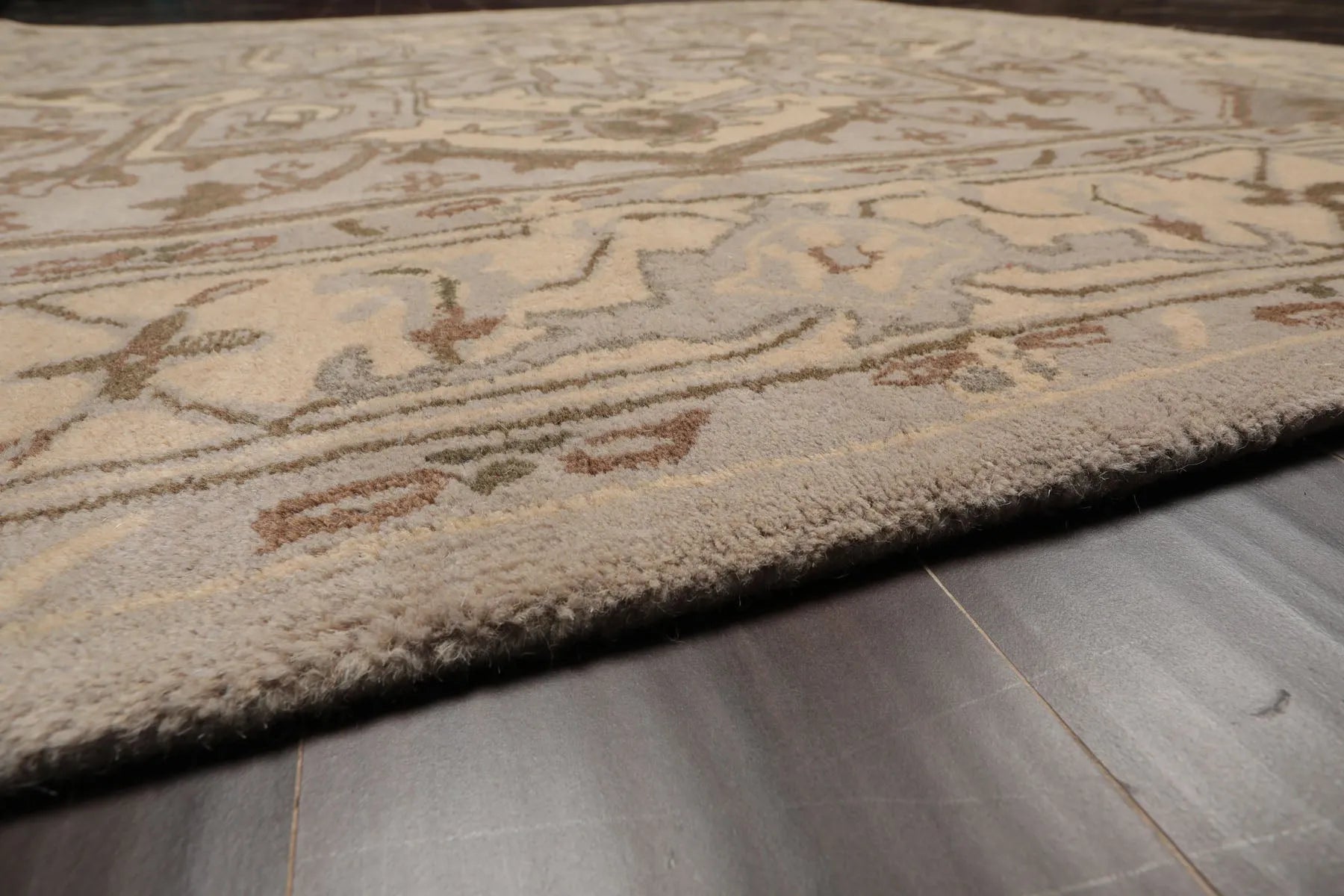 LoomBloom Multi Size Gray Hand Tufted Traditional Geometric Wool Oriental Area Rug-4