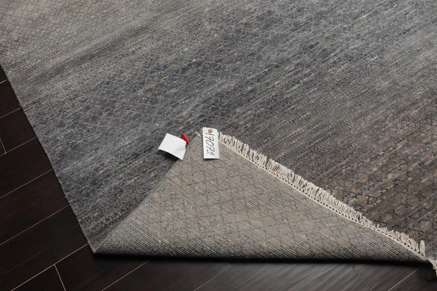 8'x10' Slate Hand Knotted Modern Geometric Tibetan Wool and Bamboo Silk Oriental Area Rug-3