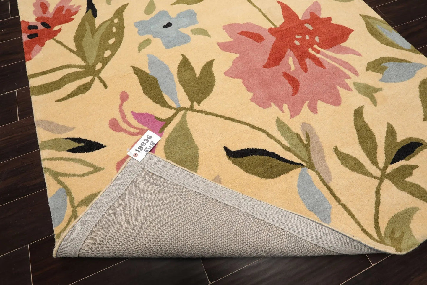LoomBloom Multi Size Light Gold Hand Tufted Contemporary Floral Wool Oriental Area Rug-3