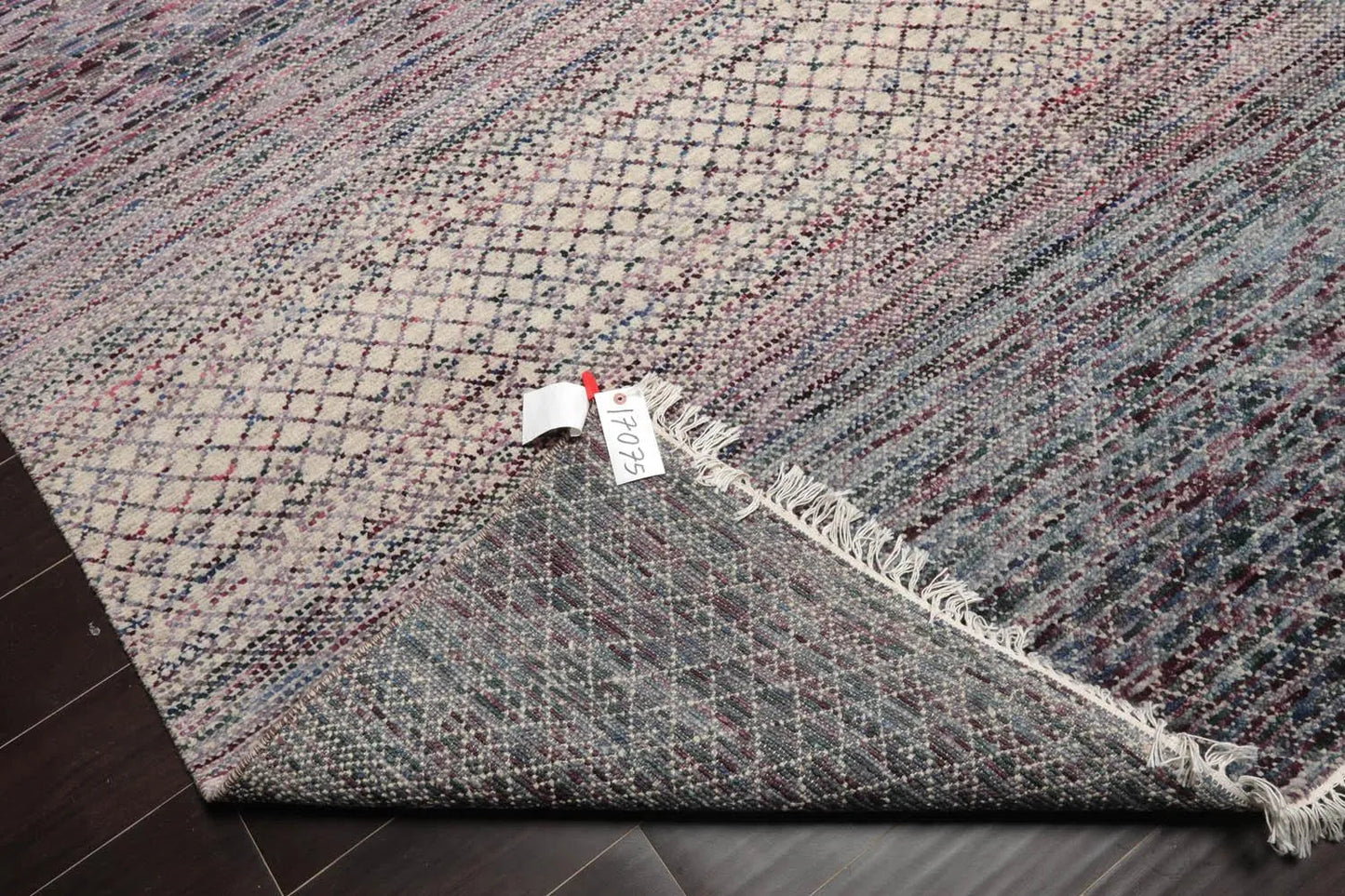 8'x10' Beige Hand Knotted Modern Geometric Tibetan Wool and Bamboo Silk Oriental Area Rug-4