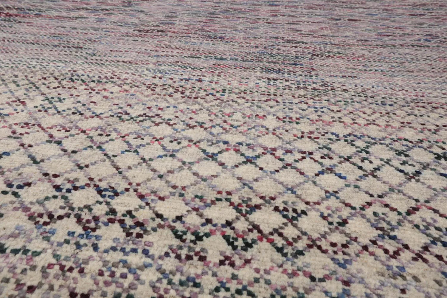 8'x10' Beige Hand Knotted Modern Geometric Tibetan Wool and Bamboo Silk Oriental Area Rug-2