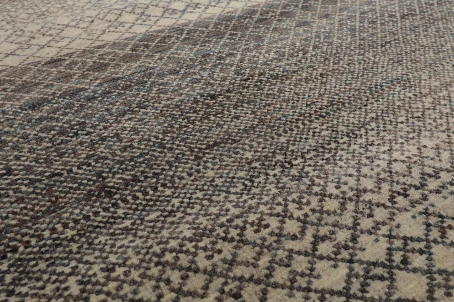 8'x10' Beige Hand Knotted Modern Geometric Tibetan Wool and Bamboo Silk Oriental Area Rug-2