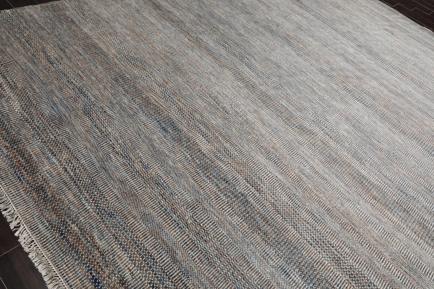 8x10 Cream, Gray Hand Knotted Grass 100% Wool Modern & Contemporary Oriental Area Rug-4
