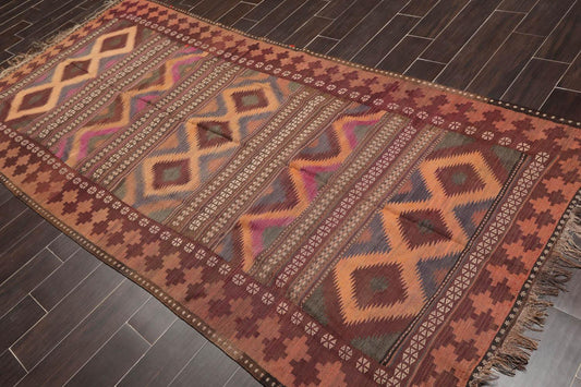4'8"x10'6" Vintage Hand-Woven Turkish Kilim Southwestern Oriental Area Rug Rust-0