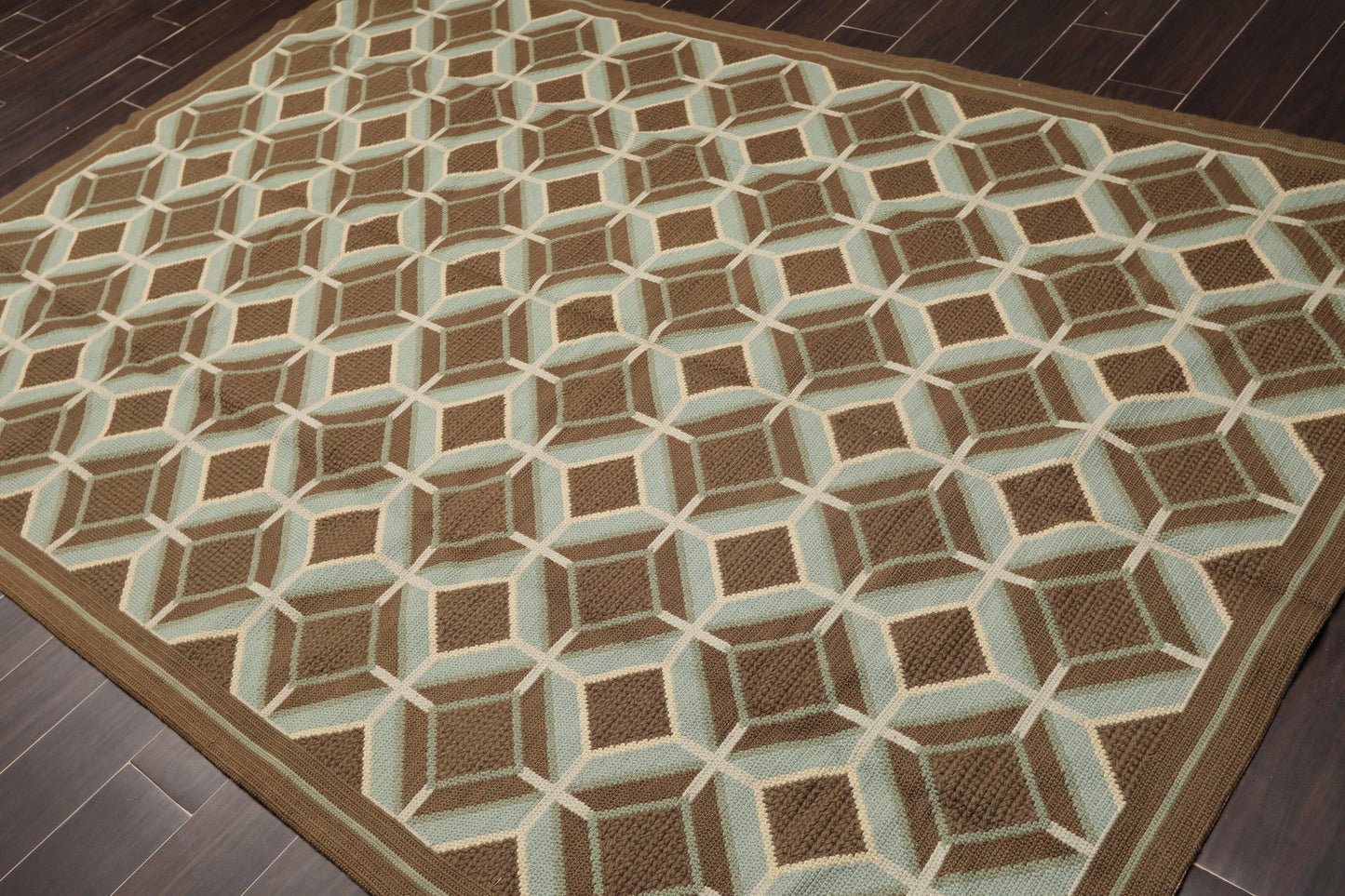 6' x 9'4" Hand Woven Portuguese French Aubusson Flat Weave Wool Area Rug Brown-1