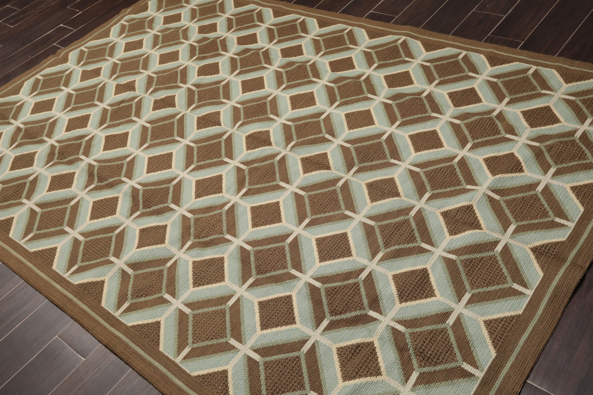 6' x 9'4" Hand Woven Portuguese French Aubusson Flat Weave Wool Area Rug Brown-1
