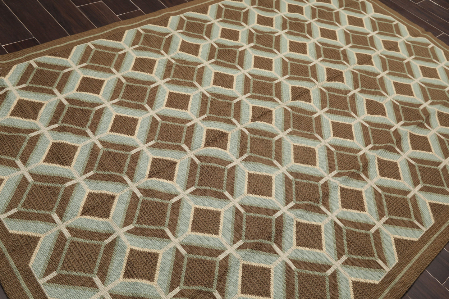 6' x 9'4" Hand Woven Portuguese French Aubusson Flat Weave Wool Area Rug Brown-2