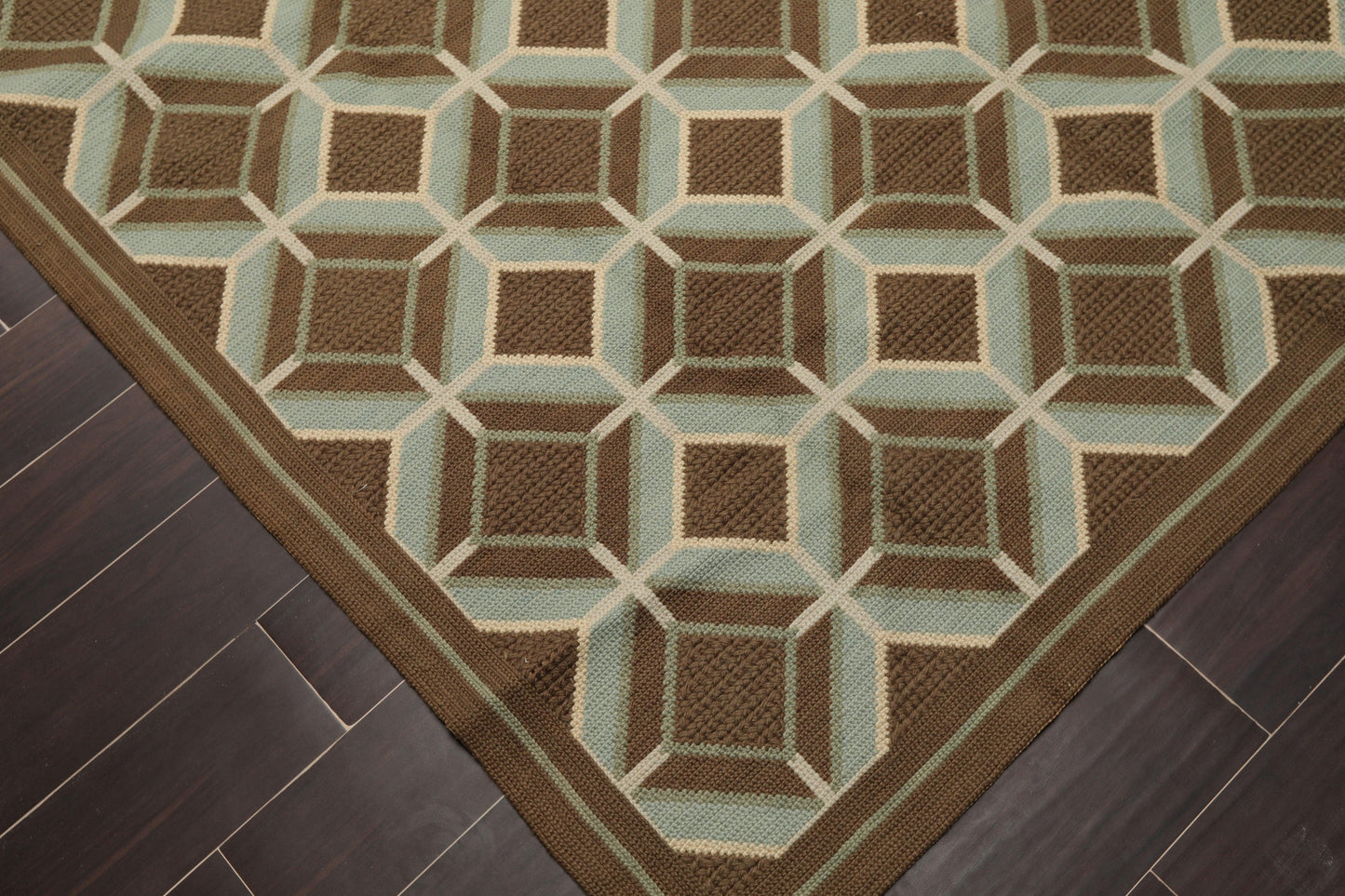 6' x 9'4" Hand Woven Portuguese French Aubusson Flat Weave Wool Area Rug Brown-4
