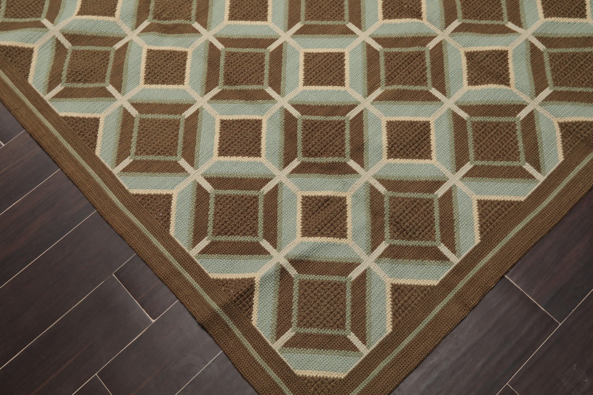 6' x 9'4" Hand Woven Portuguese French Aubusson Flat Weave Wool Area Rug Brown-4