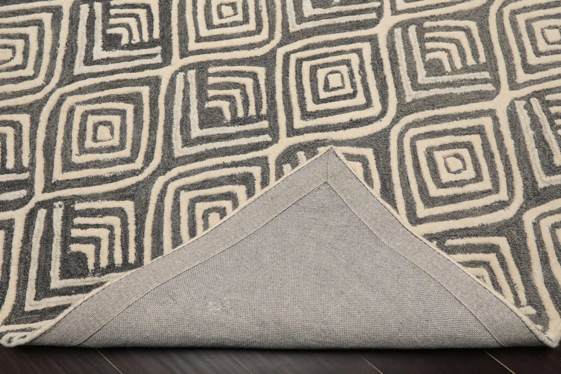 LoomBloom 5'x8' Gray Hand Tufted Modern Geometric Wool Oriental Area Rug-4