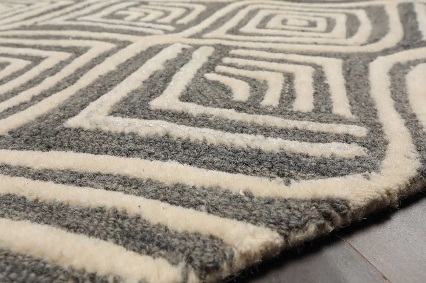 LoomBloom 5'x8' Gray Hand Tufted Modern Geometric Wool Oriental Area Rug-3