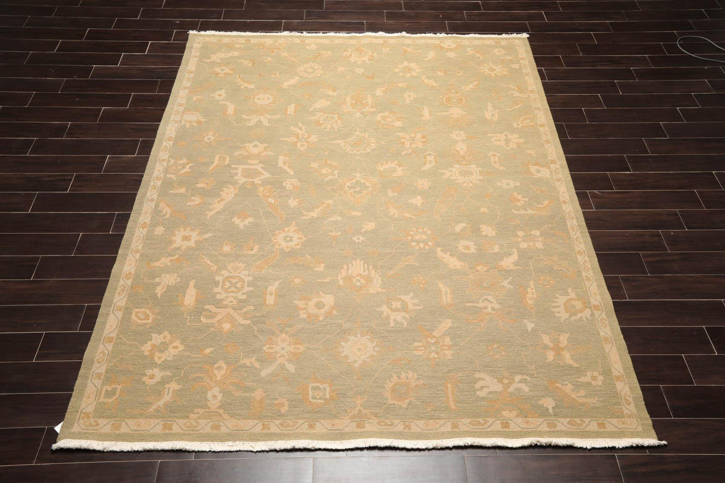 7'7" x 9'9"  Hand Knotted 100% Wool Flat Pile Area Rug Sage-1