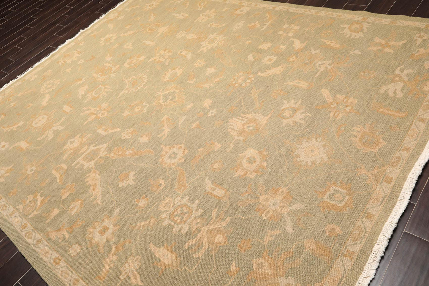 7'7" x 9'9"  Hand Knotted 100% Wool Flat Pile Area Rug Sage-2