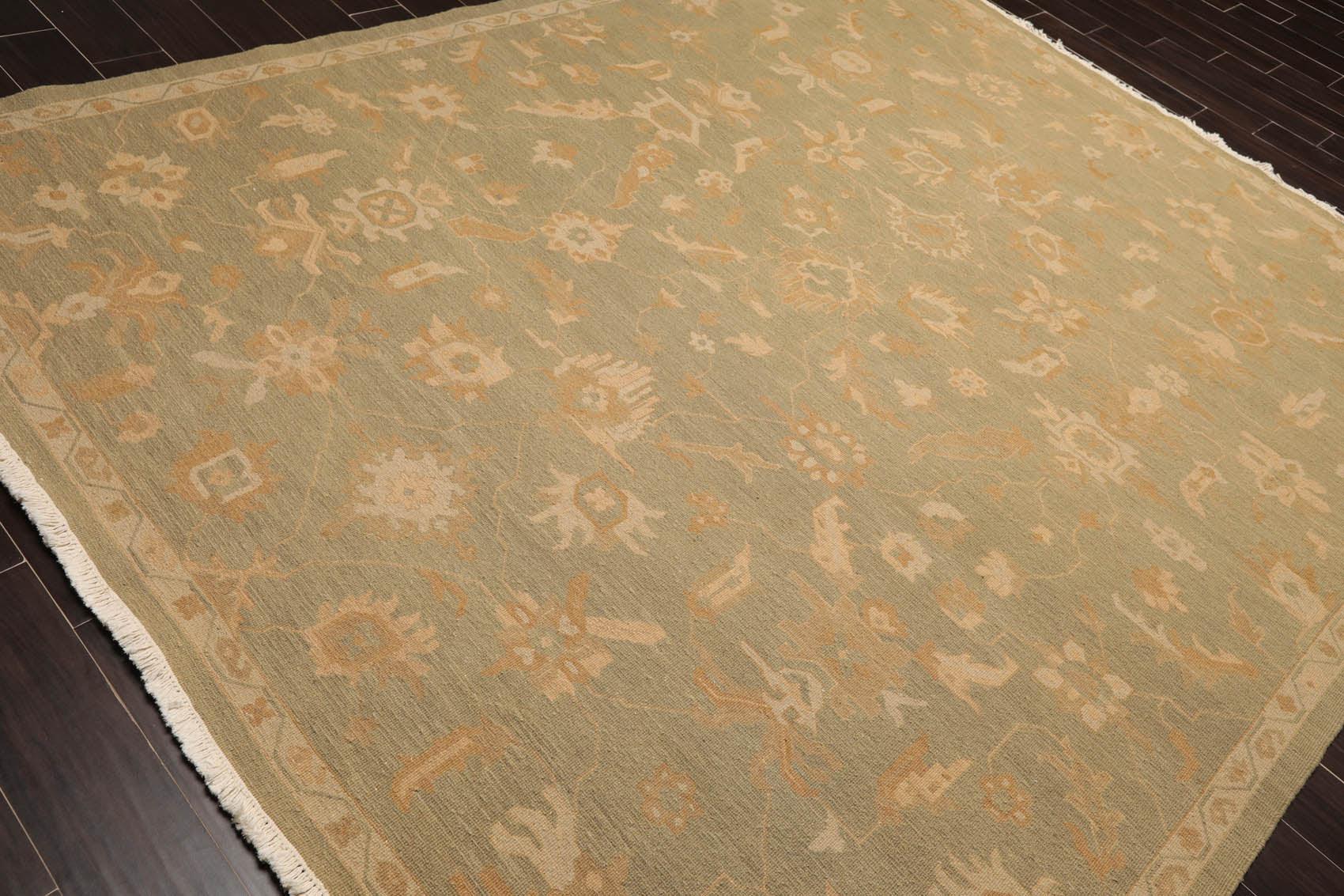 7'7" x 9'9"  Hand Knotted 100% Wool Flat Pile Area Rug Sage-3
