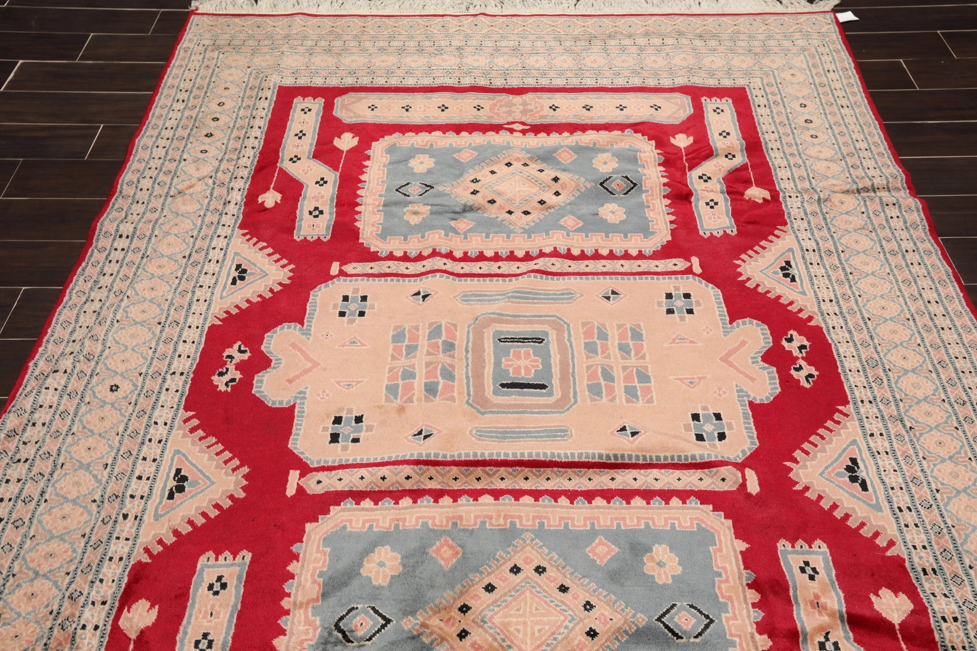 6'x9' Red  Rose  Blue, Navy, Tan, Multi Color Hand Woven Persian Oriental Area Rug Wool Traditional Oriental Rug-2