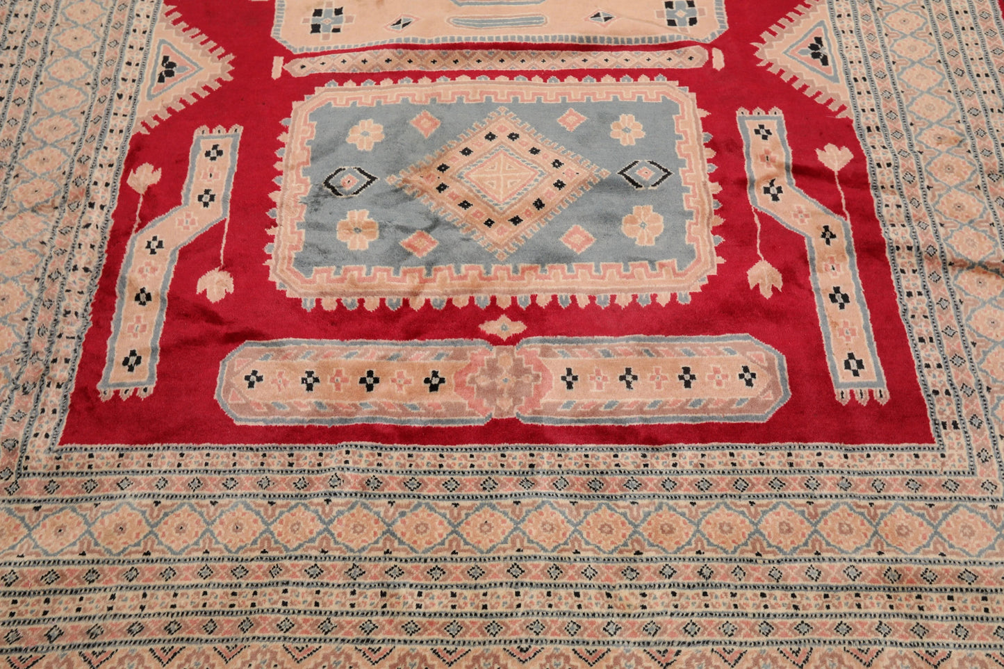 6'x9' Red  Rose  Blue, Navy, Tan, Multi Color Hand Woven Persian Oriental Area Rug Wool Traditional Oriental Rug-3