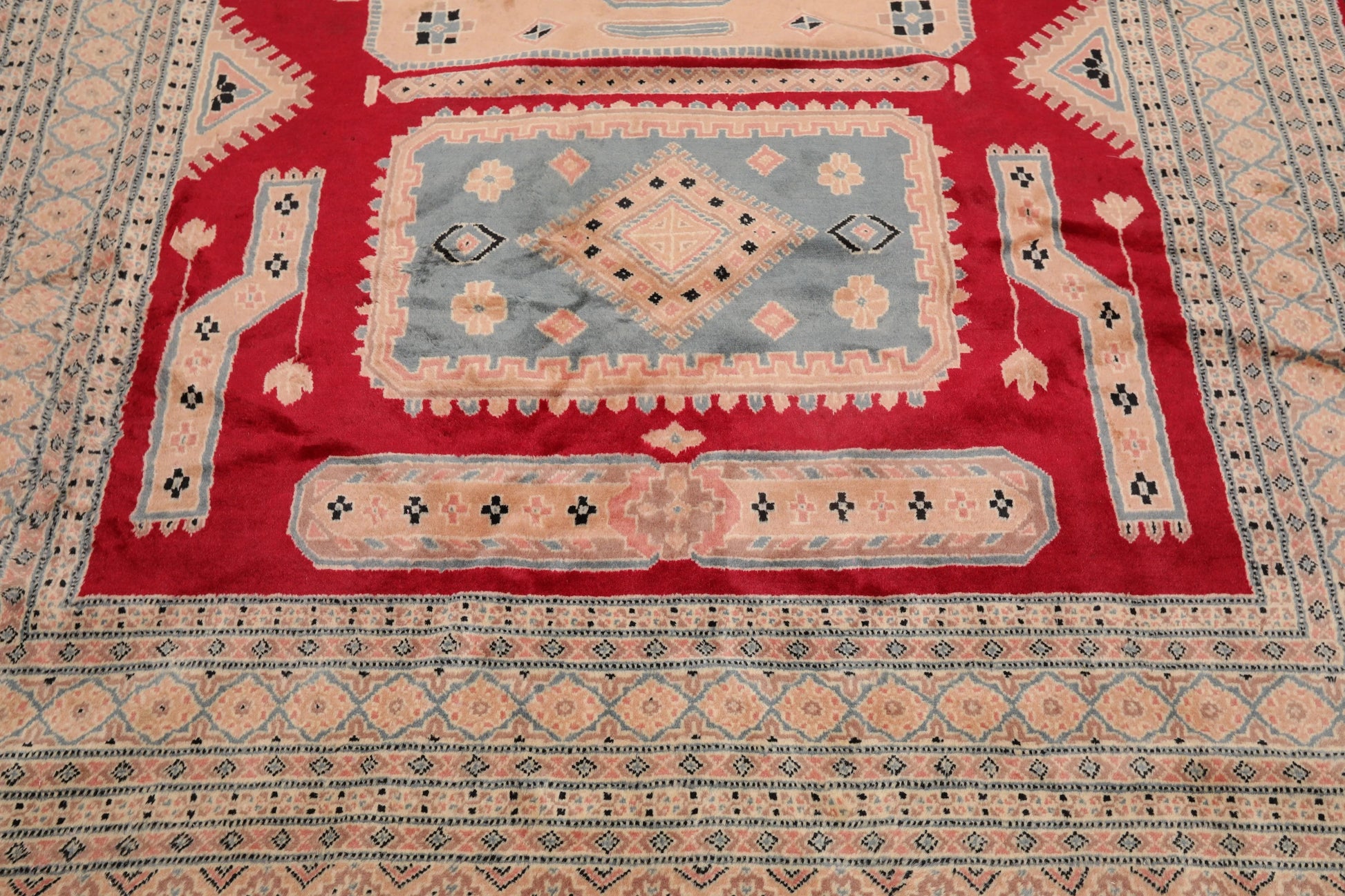 6'x9' Red  Rose  Blue, Navy, Tan, Multi Color Hand Woven Persian Oriental Area Rug Wool Traditional Oriental Rug-3