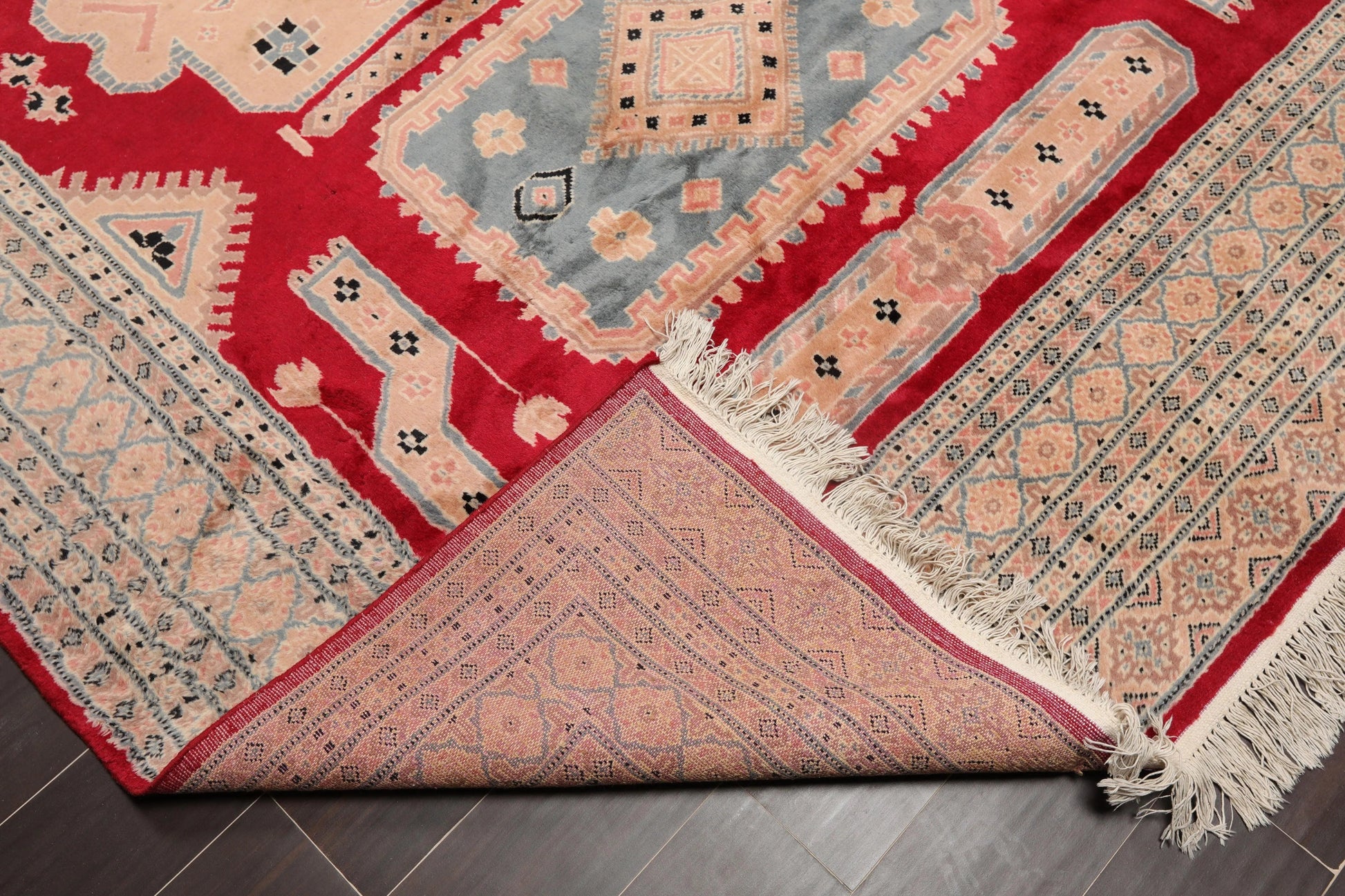 6'x9' Red  Rose  Blue, Navy, Tan, Multi Color Hand Woven Persian Oriental Area Rug Wool Traditional Oriental Rug-4